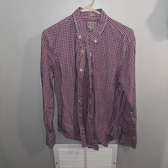 Two J Crew Slim Fit Gingham Casual Button Downs - Men's Medium Blue Pink - Picture 7 of 7